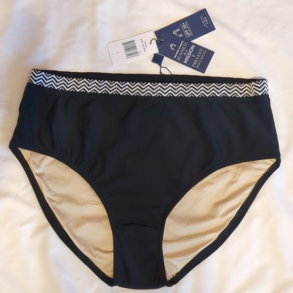 Cabana Life Other - CABANA LIFE Black-White Embroidery Stitching Bikini Size L UPF 50+ NWT
